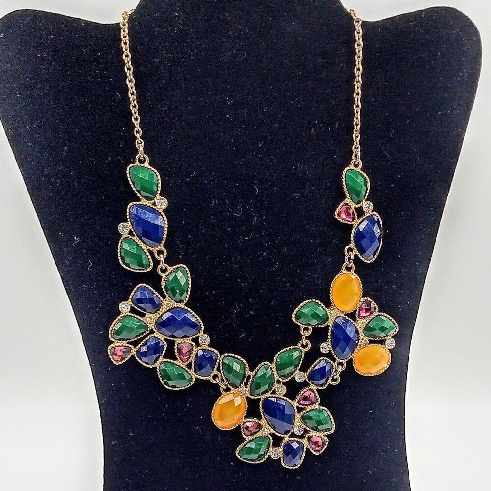 Multicolor Faceted Bead Fashion Statement Necklace